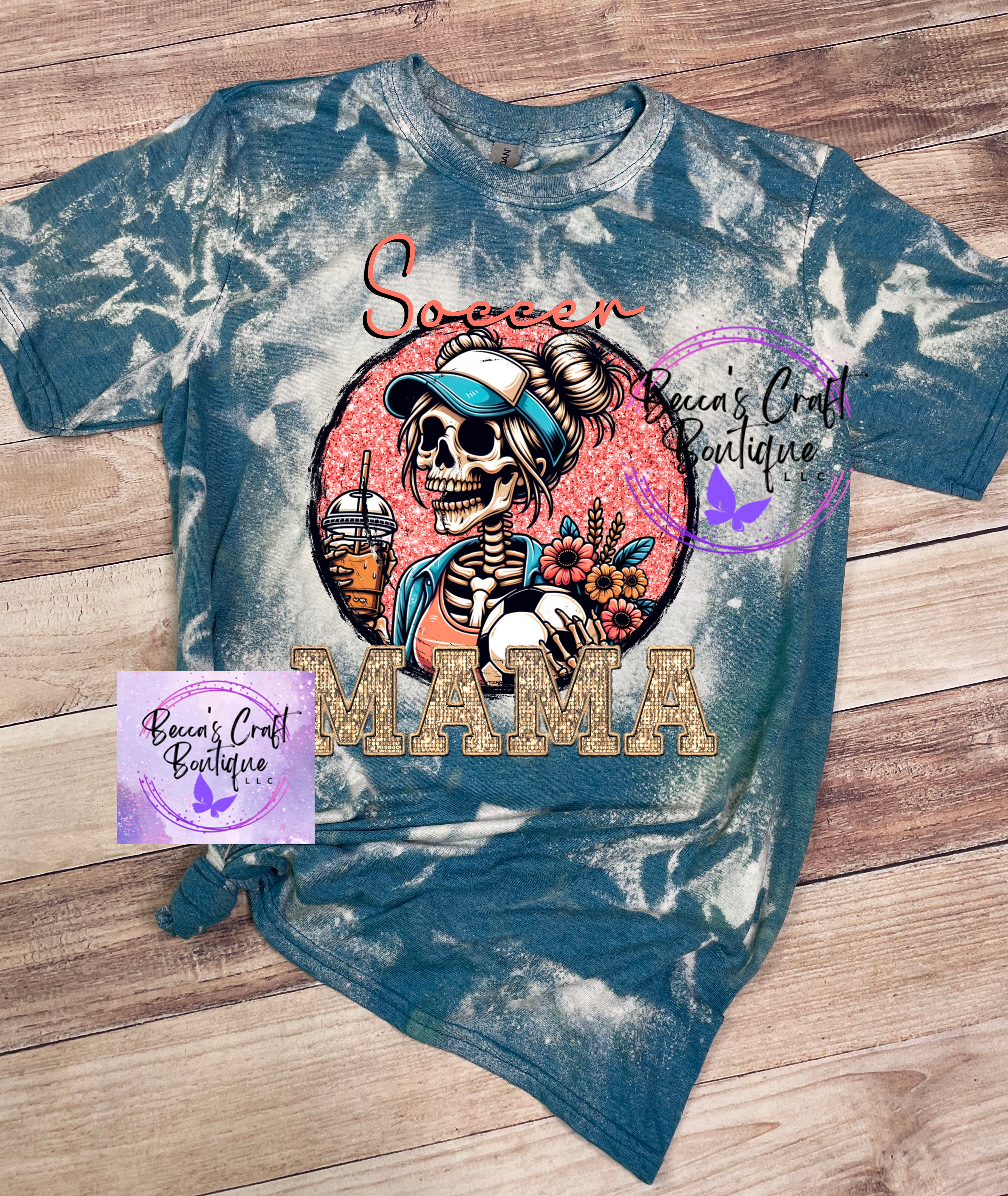 soccer mama Skeleton bleached t-shirt