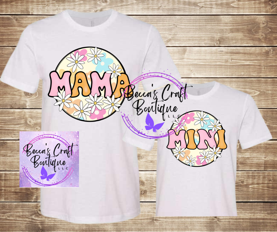 Mama & mini groovy flower t-shirt set
